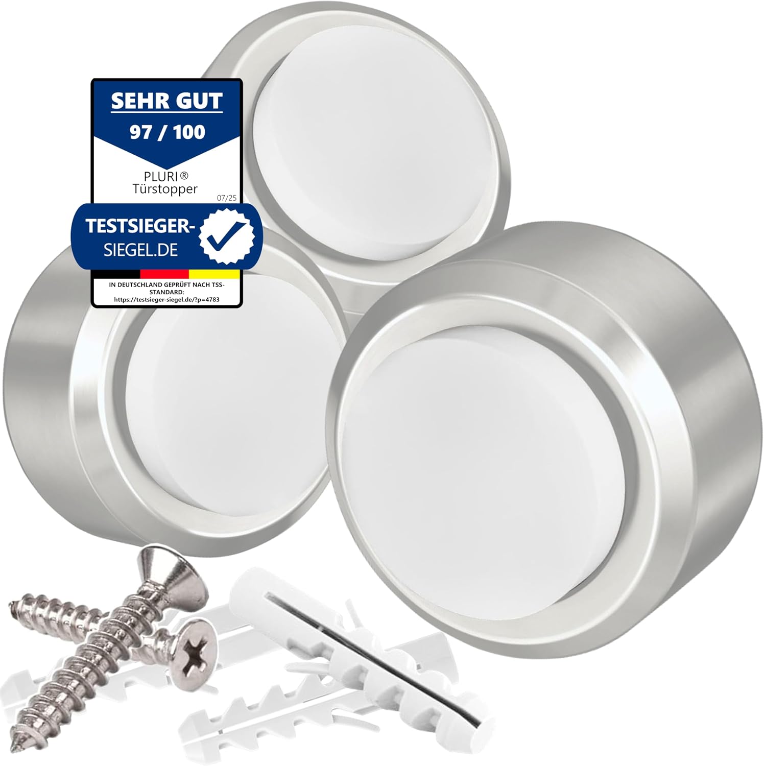 Wand-Türstopper – Wandmontage, aus Edelstahl, 3er Set