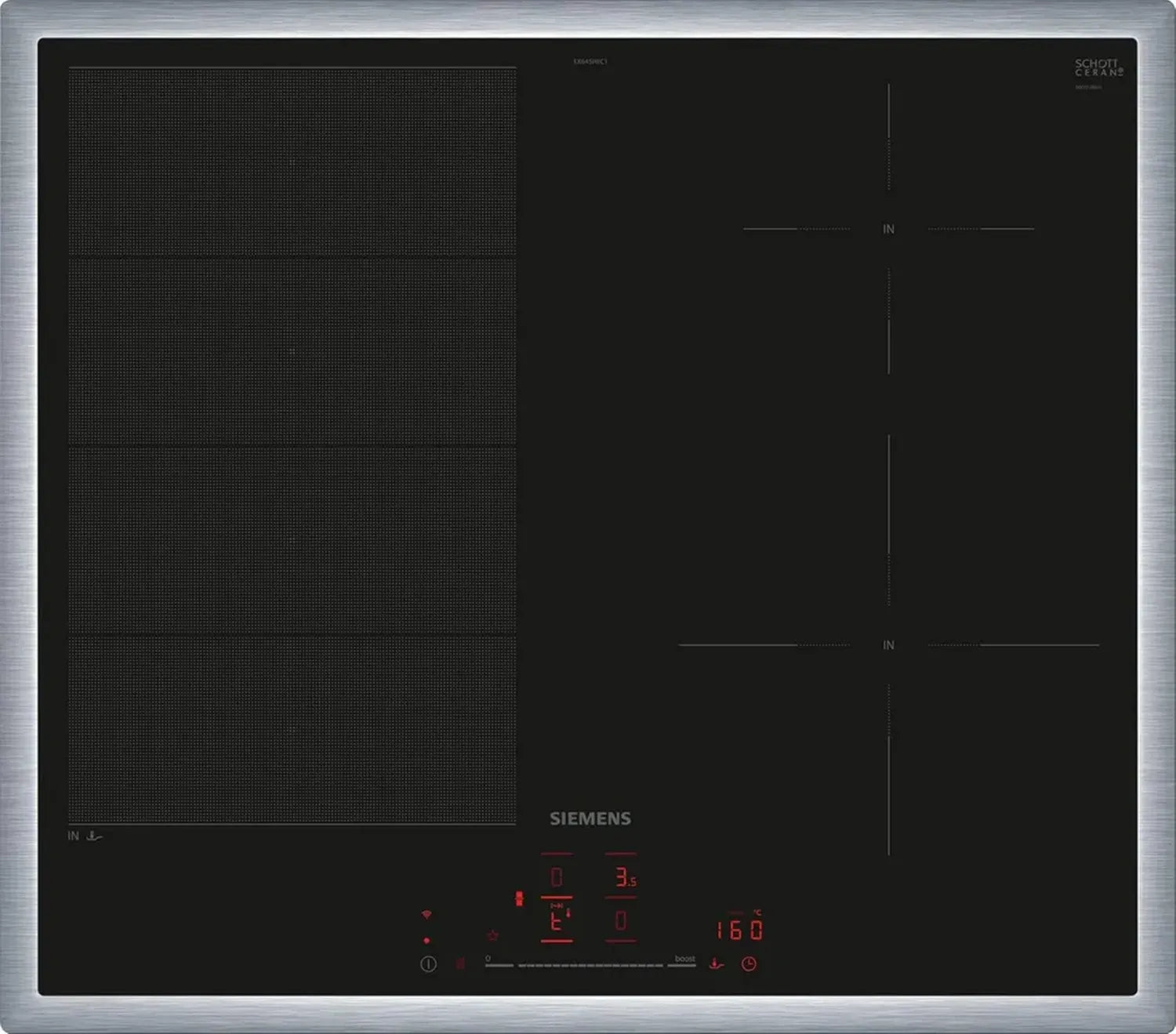 Siemens iQ700 Induktionskochfeld 60 cm, Schwarz, varioInduktion, TouchSlider, Bratensensor Pro