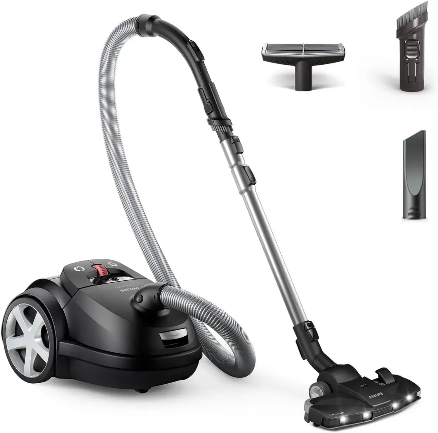 Philips 8000-Serie Staubsauger mit Beutel, 900W Motor, LED TriActive+ Düse, HEPA-Filter, 12m Reichweite, langlebige Beutel, Schwarz