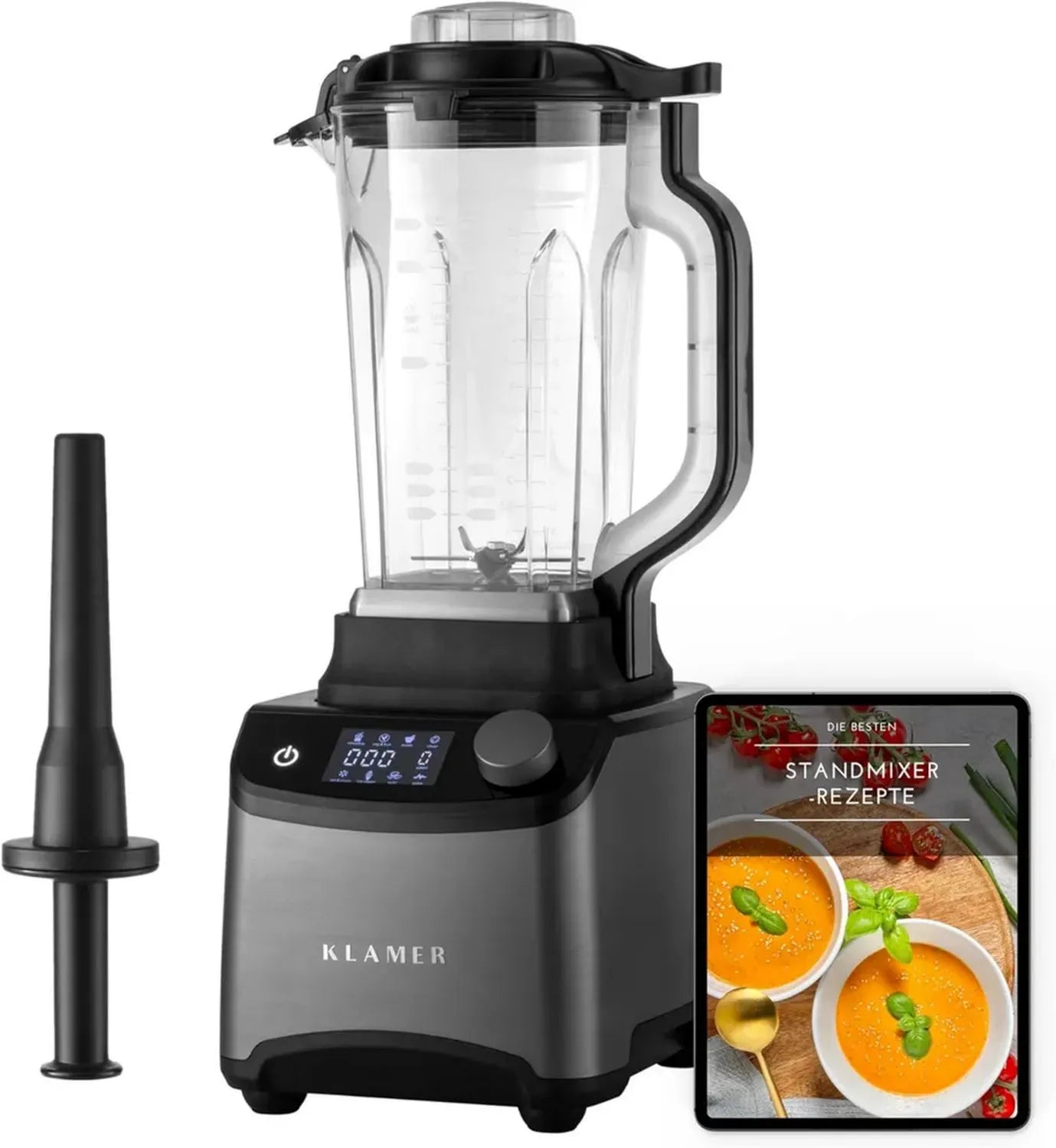 KLAMER Leistungsstarker 1,75L Mixer, 1800W Smoothie-Maker mit 28000 U/Min, 9 Modi, 8 Edelstahlklingen, BPA-frei