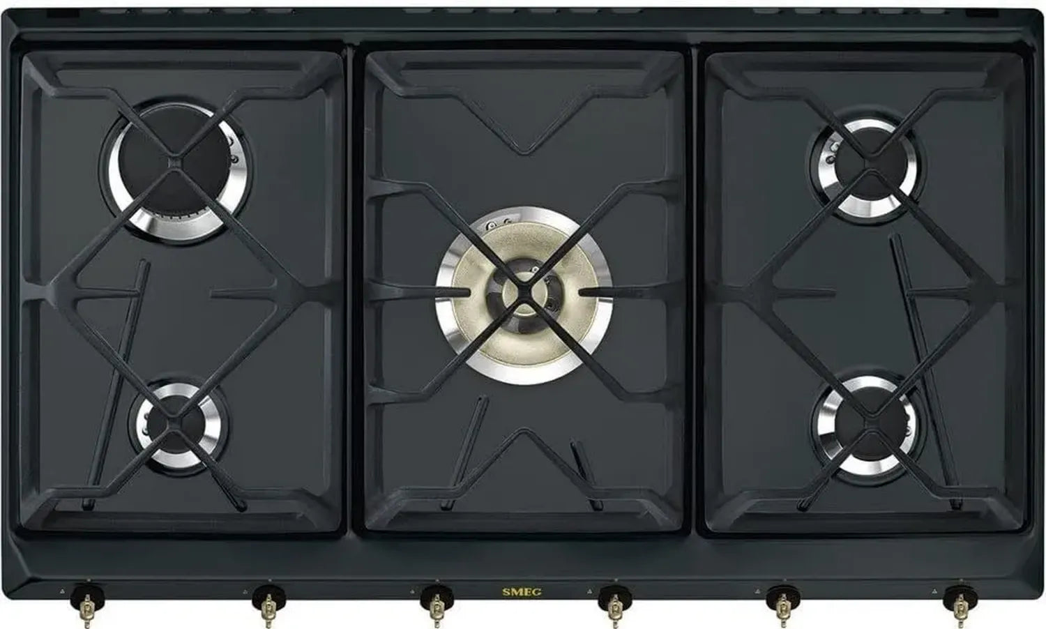 SMEG Gaskochfeld Colonial - SRV896AOGH, Anthrazit-Design