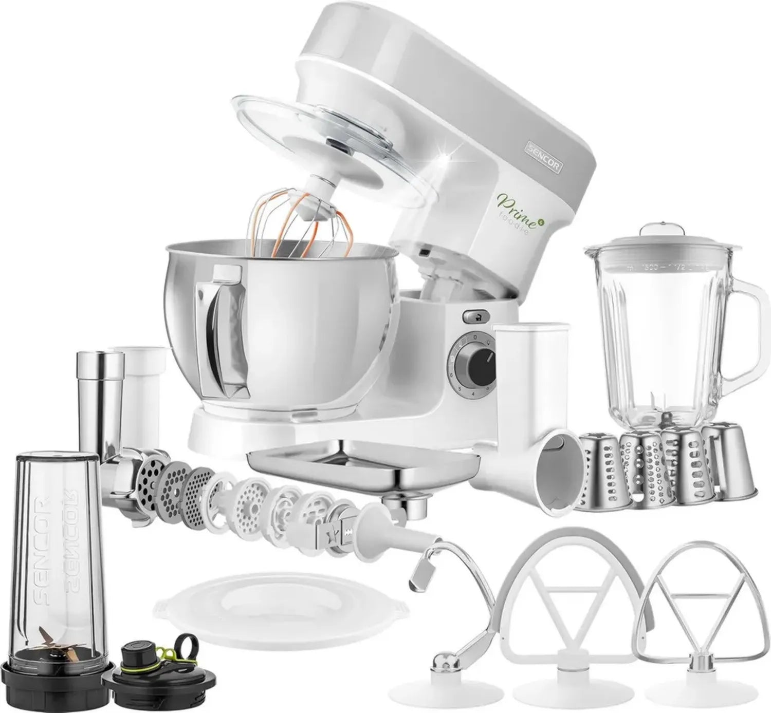 Sencor 1200W Küchenmaschine mit 5L Schüssel, LED-Beleuchtung, Blender & Fleischwolf