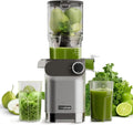 Anybear Slow Juicer 200W mit großem 110 mm Einfüllschacht, BPA-freiem Tritan, verbesserter Schnecke und Saftrezepte, silbergrau