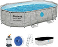 Bestway Power Steel Pool Set mit Sandfilter, 488 x 305 x 107 cm, Steinoptik, oval