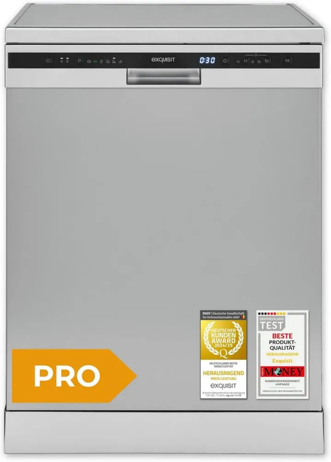 Hochwertiger 60 cm Geschirrspüler - 14 Maßgedecke, Energieeffizienz C, 47 dB, 6 Programme, Selbstreinigung, Halbe Beladung, Startzeitverzögerung, Auto-Öffnung, Aquastop - Modell GSP56314-030C Silber
